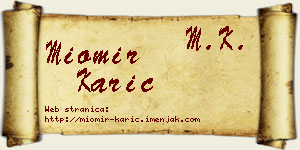 Miomir Karić vizit kartica